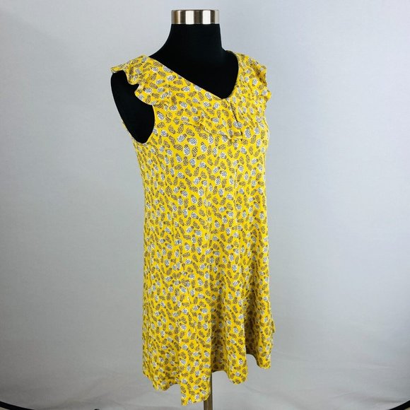 Ann Taylor LOFT Fit N Flare Swing Dress Yellow Pineapple Fruit Dress XSP New - Picture 5 of 6
